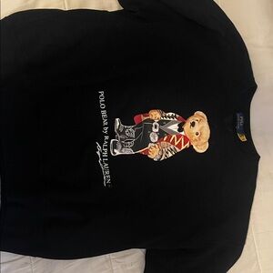 Ralph Lauren Black Sweatshirt with Multi-Color Polo Bear Graphic